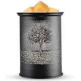 YUWENUS Electric Wax Melt Warmer Metal Wax Warmer for Scented Wax Fragrance Candle Oil Burner with 2 Light Bulbs Home Office Bedroom (Black)