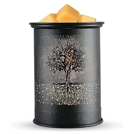 YUWENUS Electric Wax Melt Warmer Metal Wax Warmer for Scented Wax Fragrance Candle Oil Burner with 2 Light Bulbs for Gift Home Office Bedroom (Black)