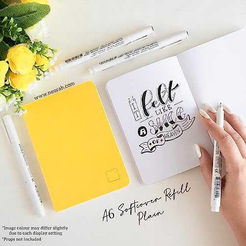 Image of NEORAH - A6 Notebook SOFT COVER | Journal REFILL | Unruled Notebook Journal | 110 GSM | 160 pages (Size 14.8 cm x 10.5 cm) Planner Journaling Writing Note Taking Diary-YELLOW
