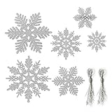 ☞ 【Diseño único】 ： Decoración de copo de nieve brillante. Todos están decorados con un efecto de brillo deslumbrante, no dejan caer polvo, brillan en cualquier ocasión navideña, manualidades y adornos, navidad, fiesta, boda y otras decoraciones ideales.
