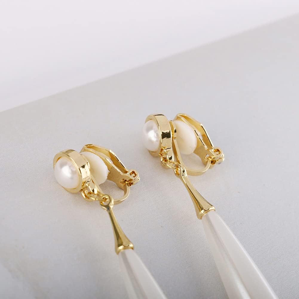 Pearl Clip on Earrings for Women Drop Clip Earrings for Women Gold Plated White Imitation Pearl Earrings Fashion - Image 7