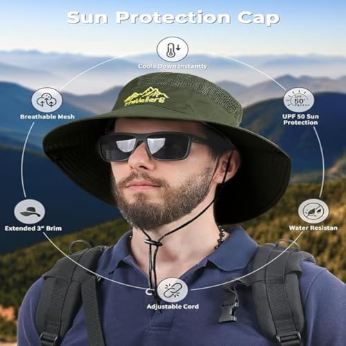 Image of Unisex Cotton Classic Camouflage Hat Summer Sun Protection Packable Beach Hat UPF 50+ Bucket Hat for Fishing Hiking Hunting Safari