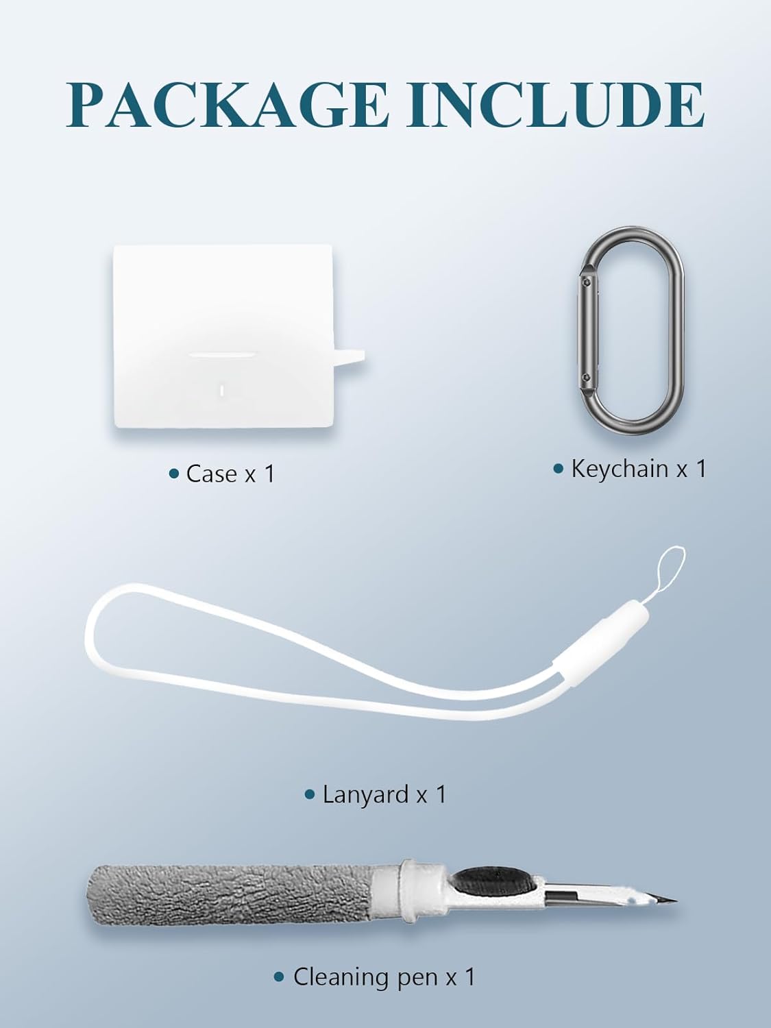 Case Cover for Moondrop Space Travel Earphone Bluetooth,Full Protective Soft Silicone Skin Case Cover Shock-Absorbing Protective Case with Keychain,Lanyard and Cleaning Pen,White - Image 2