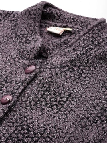 Image of Aarika Womens Winter Wear Lemon Colour Abstract Woolen Cardigan