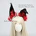 QHQ-SHININGLIFI Furry Red Fox Ears Headband, Handmade Sharp Long Animal Ears, Exquisite Realistic Plush Headwear, for Alastor Devil Costume Cosplay Party Supplies Accessories, Black + Red; SR-R