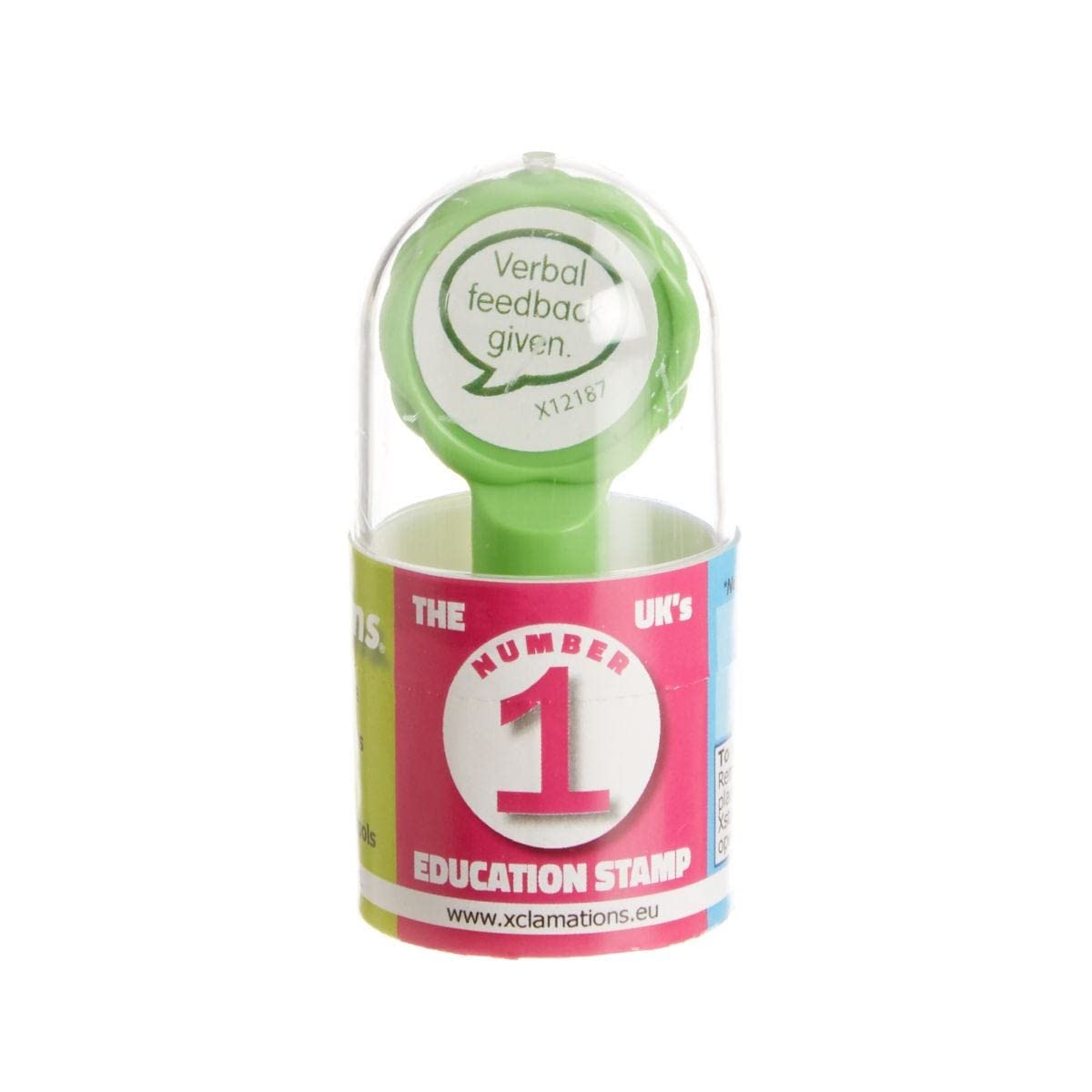 Xstamper Xclamations Verbal Feedback Teacher Stamp (Impression Size: 22mm). Pre-Inked Stamper for Marking School Work Refillable Ink Stamps with Protective Dome - Image 3