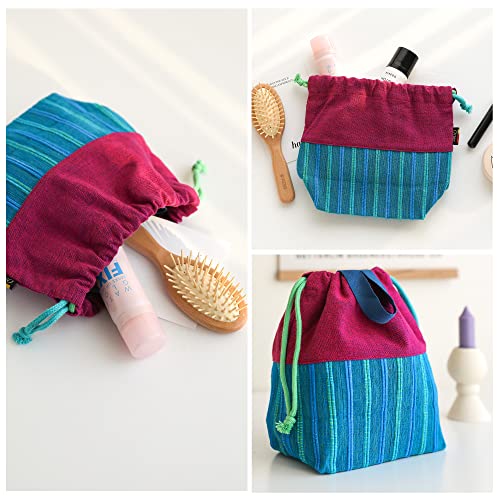 Origo Drawstring Multipurpose Tote Pouch/Cosmetic Lunch Travel Makeup Organizer Case Bag For Women Toiletries Accessories (Blue) #TOP2