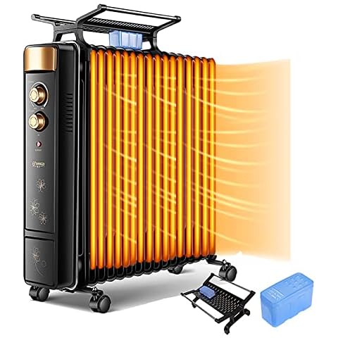 ilbcavne Oil Filled Space Heater,Electric Radiator Heater with Adjustable Temperature,2000W Powerful Heating, Overheat & Tip-Over Protection,for Bedroom,Office,Living Room,Black(Size:17 Fins) Cover