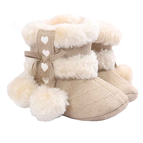 Baby Girls Boys Winter Warm Shoes Snow Boots Cuekondy Newborn Infant Toddler Cute Plush Anti-Slip Casual Crib Shoes (Beige, Age:12~18 Month)