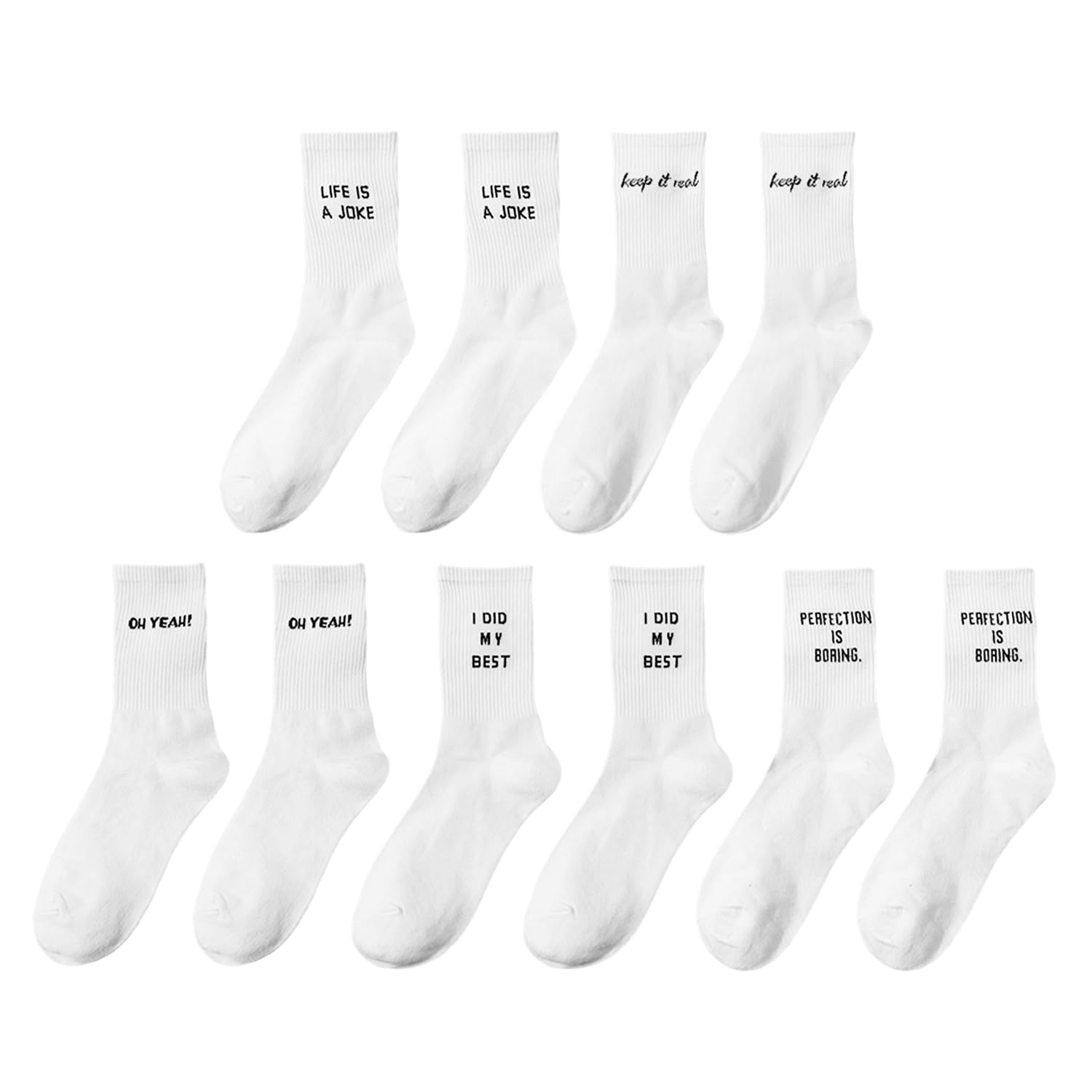 Gdfhbd Unisex White 5 Pairs Of English Socks, Simple Casual Socks, Hip-Hop Trendy And Cool Socks, Street Wear Accessories.