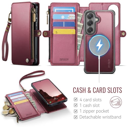 ZipFoldy for Galaxy S24 Plus - Phone Case Wallet Magnetic, Burgundy by ZipFoldy - Used condition - Image 2