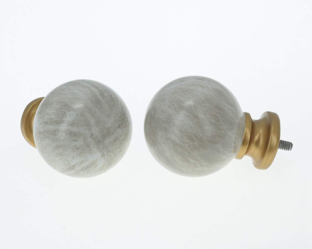 Meriville 1-Inch Diameter Single Window Treatment Curtain Rod, Spanish White Marble Ball Finial, 84-inch to 120-inch Adjustable, Royal Gold