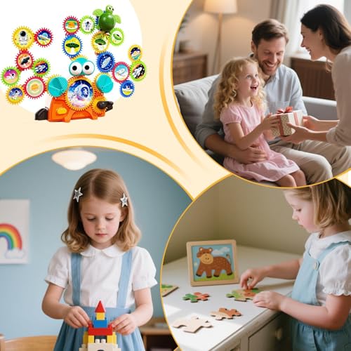 Bloques de construcción STEM para niños con engranajes educativos y piezas interconectables 4