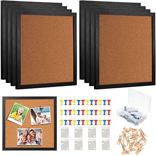 Treela 8 Packs Cork Bulletin Board with Frame, Decorative Linen B...