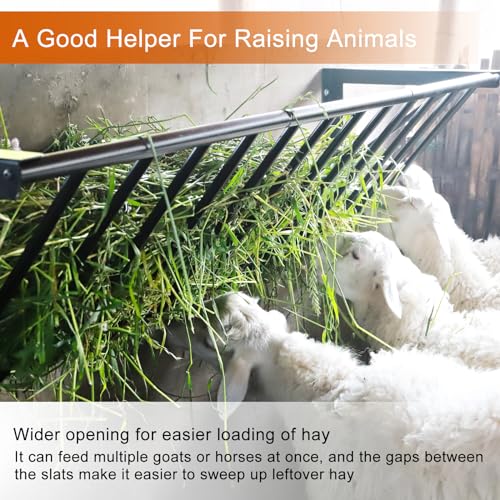 Lazaluking Wall Mount Hay Feeder Goat Hay Feeder Hay Feeder For Horses Multifaceted Hay Feeder Blanket Holder 67 Gallon Heavy Duty Metal Hay Rack 63'' Long For Goats Horses Indoor And Outdoor Use thumb #1