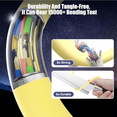 Image of 3-Pack Yellow [3.3FT+6.6FT+10FT] 60W USB C to USB C Cable, Type C Fast Charging Cable for iPhone Air 17 16e 16 15 Pro Plus Pro Max，for Galaxy S25, for iPad Pro /Air /mini, for MacBook Pro /Air and More