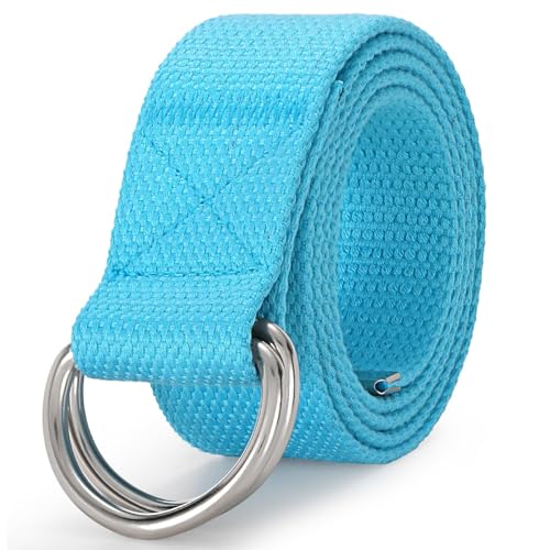 Image of WHIPPY Mens Canvas Belt with Metal Double D-ring 1 1 /2 inch Wide Plus Size Unisex Web Cloth Casual Belt for Jeans Pants