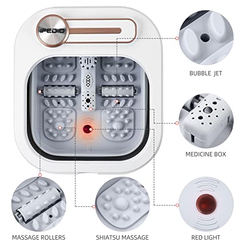 Ifedio Collapsible Foot Spa Bath With Heat And Bubble Massage And Jets, Pedicure Foot Spa,Foot Soak Tub With Non-Motorized Massage Rollers And Foot File,Portable Foot Massager Spa(White) #TOP1