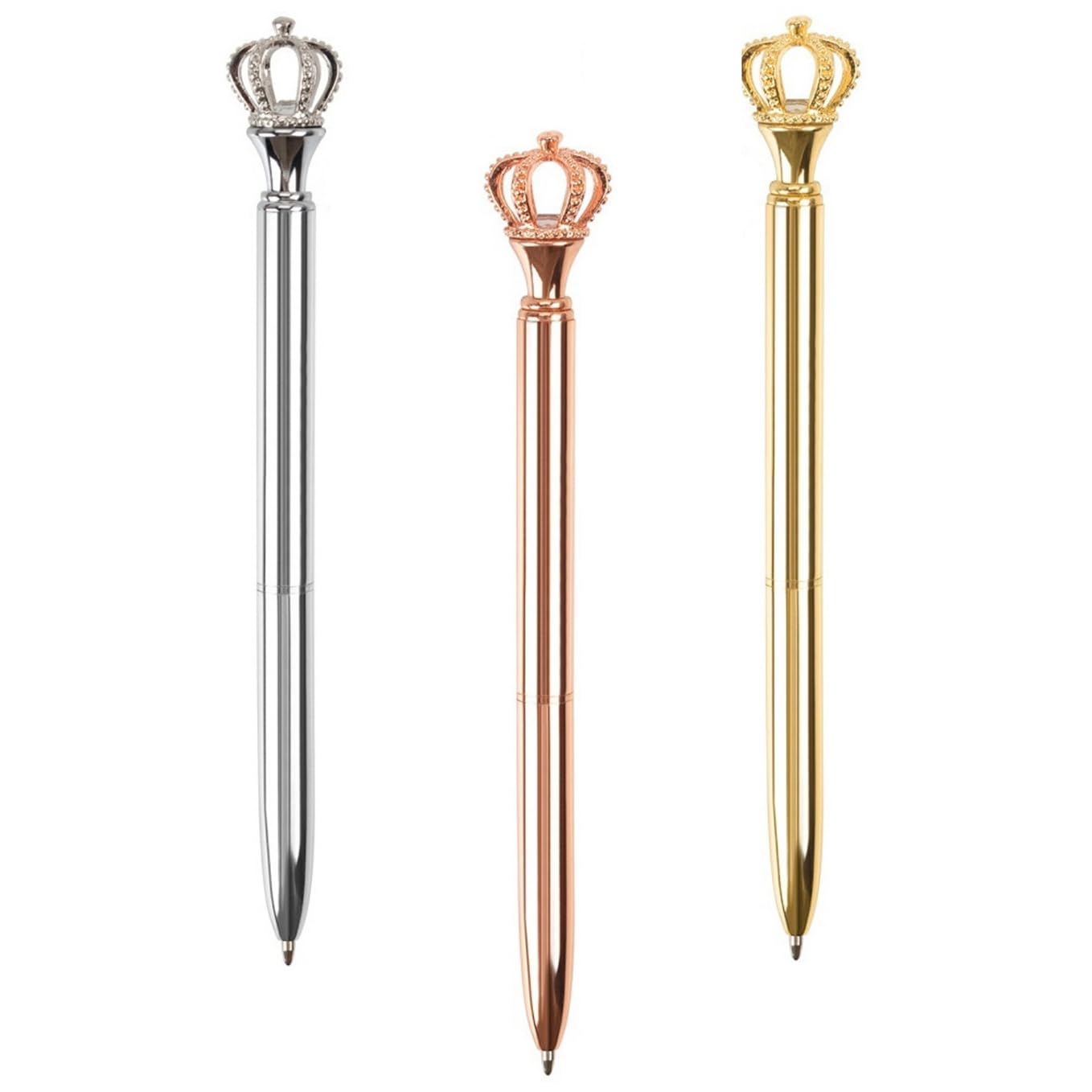 Crown Pens 3pcs Metal Ballpoint Pens 1.0 mm Crown Ballpoint Pen Crown Stationery Sketch Pens Women Ballpoint Pen Office Supplies Stationery Gift Suitable for School Office Home