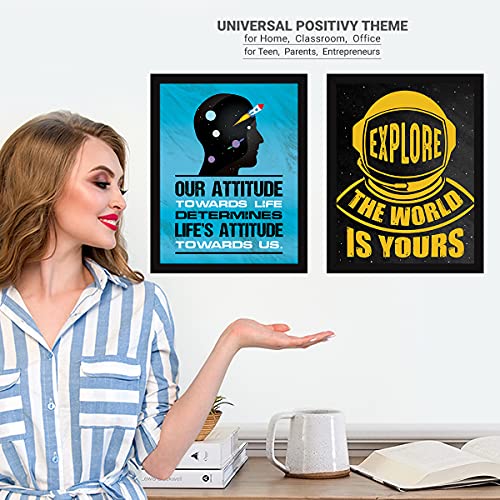 Image of Chaka Chaundh - Motivational Quotes frames - Framed posters - Quotes wall frames - Photos with quotes - Posters with frame (13.6 X 10.6 Inches) - Set of 4 (Attitude - Time - Explore)