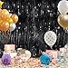 GCB 2Pack Black Metallic Tinsel Foil Fringe Curtains, Black Foil Curtain Backdrop, Photo Booth Props for Birthday Wedding Baby Shower Bachelorette Xmas Celebration Party Decorations Door Streamers