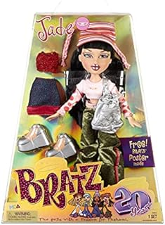 Bratz 20 Yearz Special Edition Original Fashion Doll Jade - Holographic Packaging & Poster - Collectable - 20 Yearz Motif, Fan Fave Rerelease 2001 Replica - Includes 2 Outfits, Shoes, Bag & More