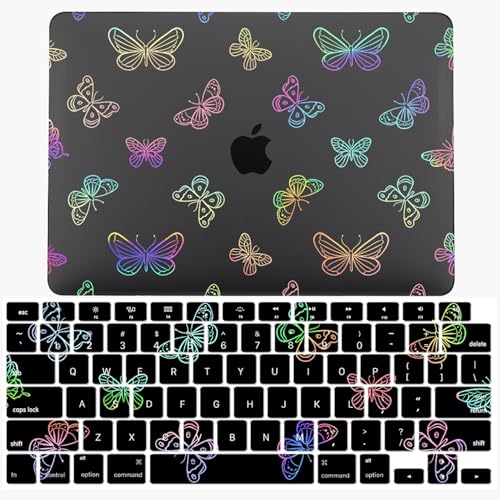 Funda MacBook Air 15 M2 M3 carcasa rigida negra brillante con protector de teclado LT21