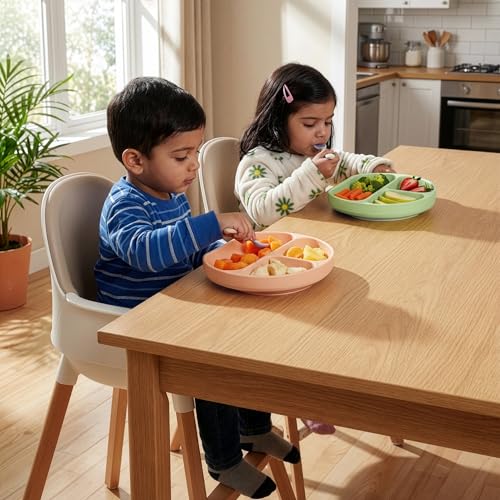 Image of a baby cherry - Suction Plates for Baby & Toddler | Silicone Plates for Babies | BPA Free | Divided Plate for Kids Self Feeding 6~24 Months Set of 2