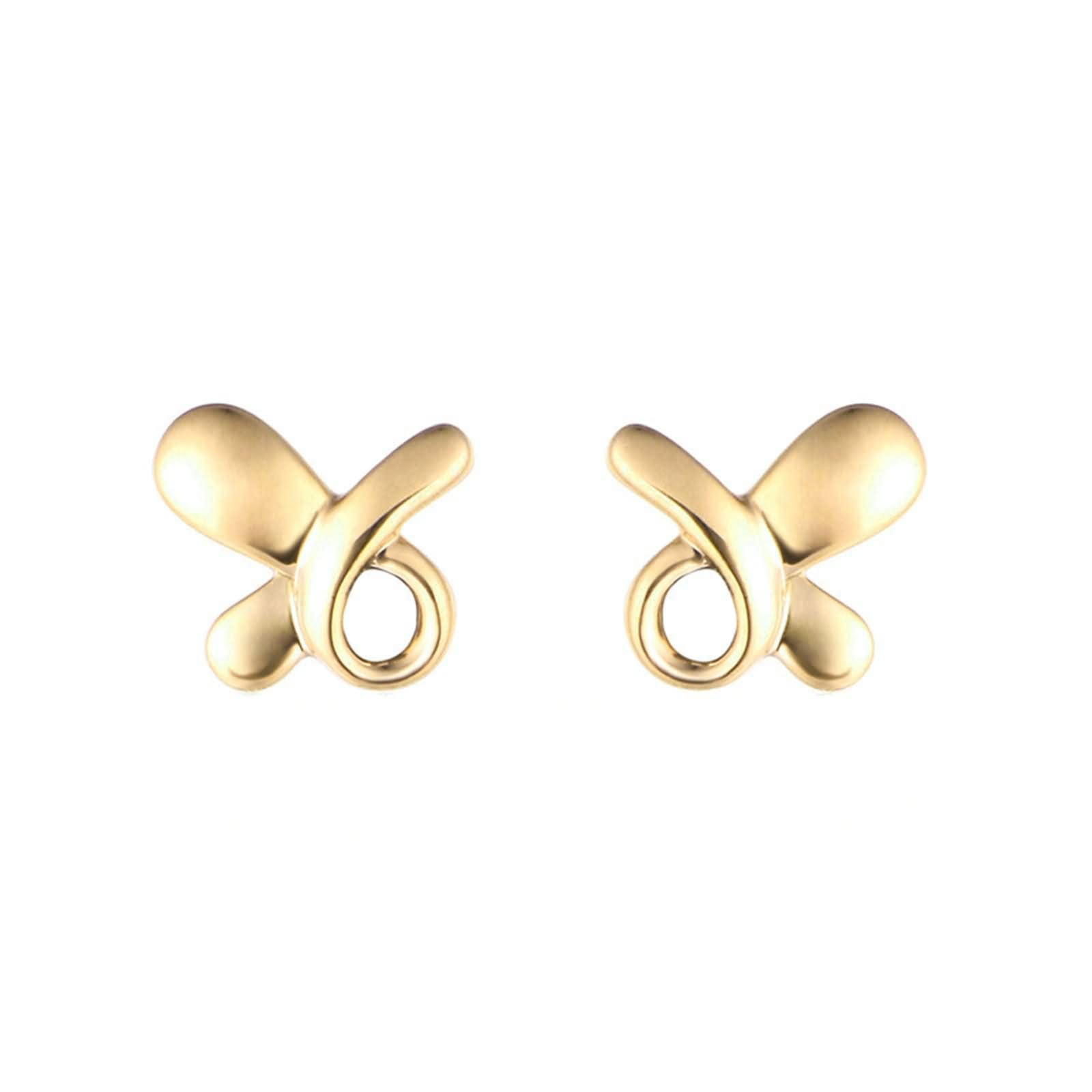 Ohrringe Gelbgold 9K / 14K / 18 Karat für Damen, Schmetterling, Damenohrringe Gold Stecker