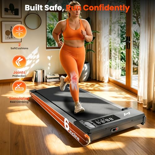 Image of AXV Treadmills Walking pad with Incline Under Desk Treadmill for Home, Portable Slim Compact Treadmill Walk Running Machine with Adjustable Speed,Remote Control, LED Display