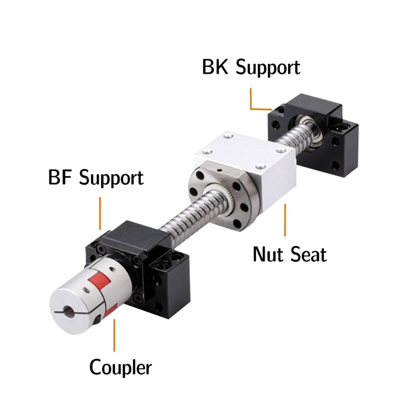 Metal Ball Screw nut end Processing Ball Screw Set SFU2004 Ball Optical Shaft Guide Guide Linear Guide Slide Cylindrical Smooth Rod Slide Seat(350mm)