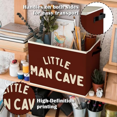 Image of Little Man Cave Boys Storage Bins Box with Handles, Olive Red Boho Collapsible Basket Organizer for Kids Boys Playroom Nursery Room Bedroom Bathroom Books Clothes