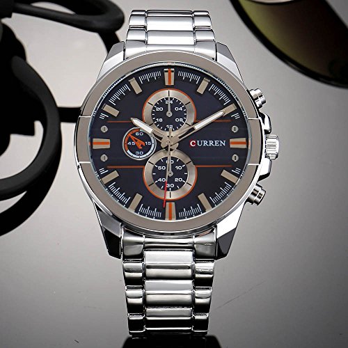 Image of CURREN Original Men's Sports Waterproof Stainless steel band quartz Wrist Watch 8274 (Silver blue)
