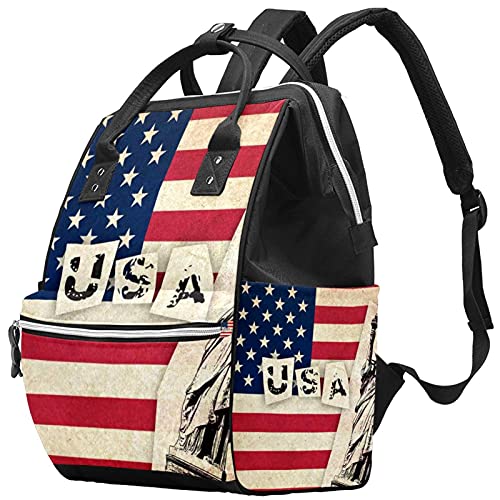 WJJSXKA Mochilas Bolsa de pañales Mochila para portátil Mochila de viaje Senderismo Mochila para mujeres Hombres - Bandera estadounidense liberty