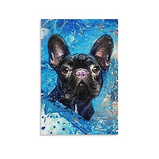 Måla efter siffror Blå fransk bulldogg gör-det-själv handmålade oljemålningar kit pådukgåva för flickor mamma dotter barn jul födelsedag hem hemdekoration 30x45cm Ingen ram