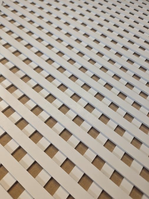 Pannello decorativo in pannello di fibra a media densità, 620 x 600 mm, bianco primed, motivo a griglia diamantata, per uso interno