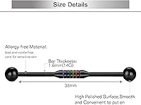 Vista 17 de QWALIT - Aretes para piercing industrial aretes industriales de piercing para mujer y hombre de 14 g. piercing de acero inoxidable quirúrgico E11