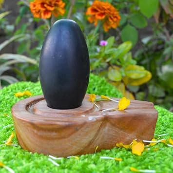 3" Inch Shivling for Pooja/Narmadeshwar Shivling/Shivalingam with 4" Inch Jaladhari Yoni Base Shiva Lingam is Symbol That Represents Lord Shiva Lingam- I-8036