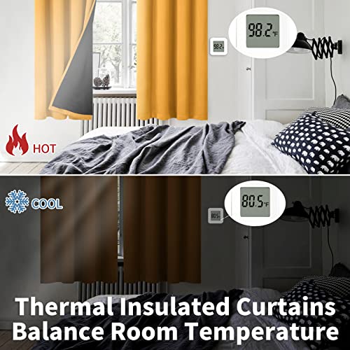 Bgment Thermal Insulated 100% Blackout Curtains For Bedroom With Black Liner, Double Layer Full Room Darkening Noise Reducing Grommet Curtain (42 X 84 Inch, Mustard, 2 Panels) #TOP3