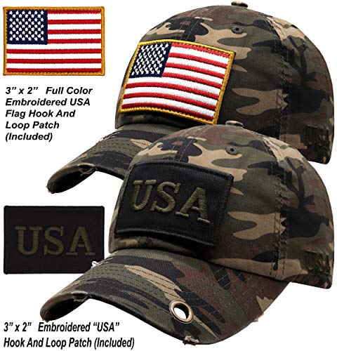 Image of Antourage American Flag Unisex Baseball Hat for Men and Women | USA Flag Mesh Snapback Flat Visor Cap + 2 Patriotic Patches