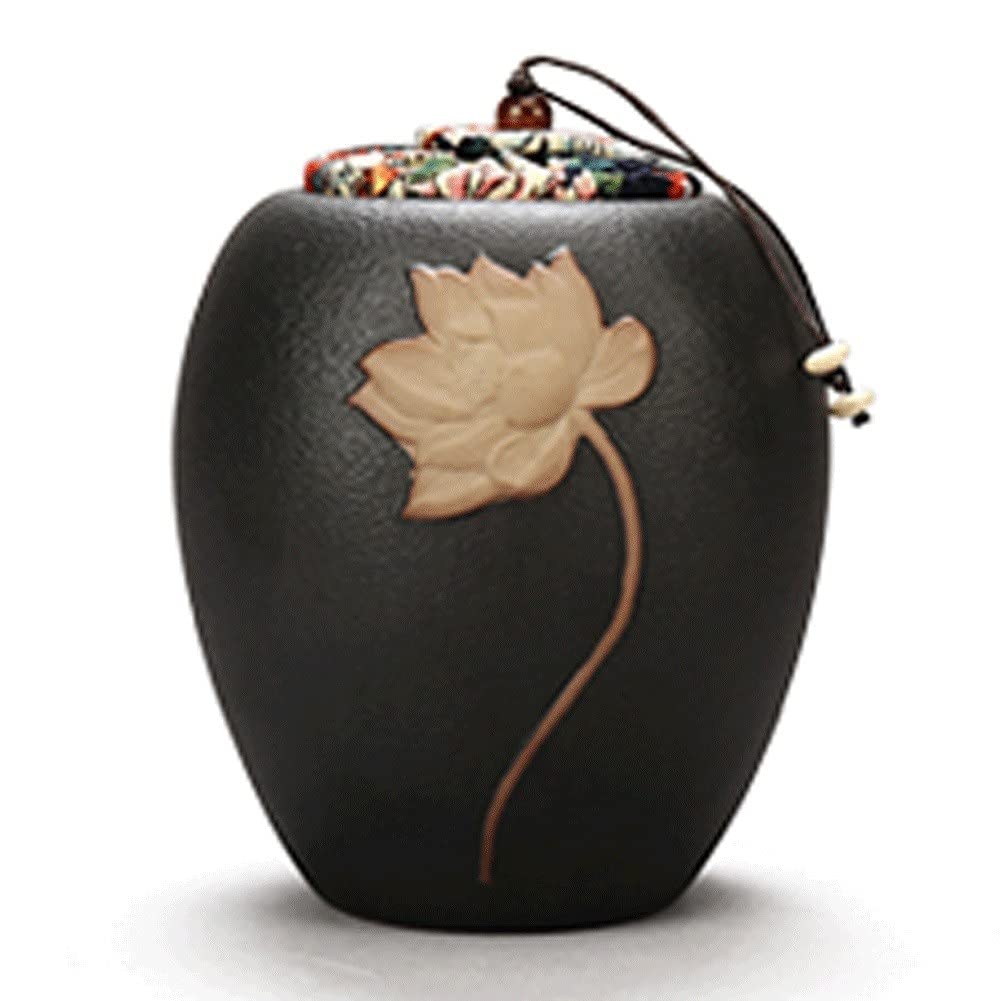 LSDRALOBBEB Small Keepsake Urns for Human Ashes Funeral Urn Funeral Burial Urns Cremation Urns for Ashes Urn for Human Ashes Handmade Ceramic Pet Urn for Small Dogs, Cats,Rabbits 814(Color:Black)