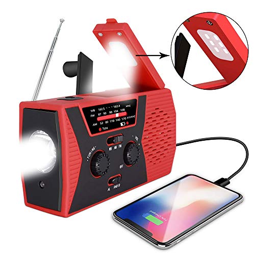 MOOSENG Solar Hand Crank, Portable AM/FM NOAA Weather Radio for Outdoor and Household