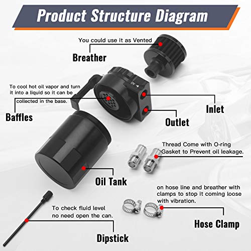 Muge Racing MG-OCC009-BLACK-NEW Universal Oil Catch Can Tank Kit Polish Baffled Reservoir thumb #1