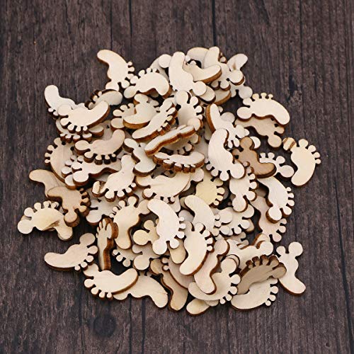 Amosfun 100PCS Foot Shape Wooden Pieces Wooden Cutouts DIY Art Craft Embellishments Ornaments - Image 2