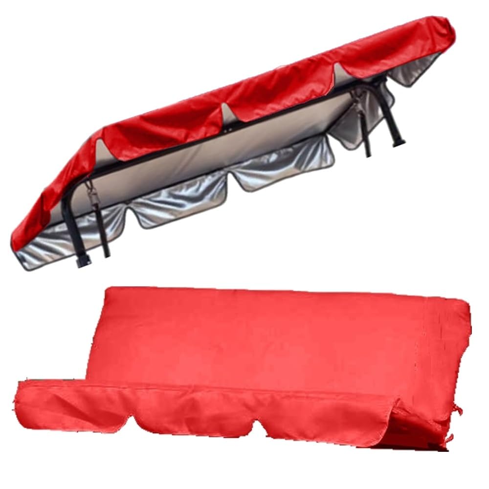 Universale Tetto del Dondolo da Giardino 195x125x15cm Coprisedili per Altalena da Giardino Copertura di Ricambio per Sedia A Baldacchino(Red,75x52in/190x132cm)