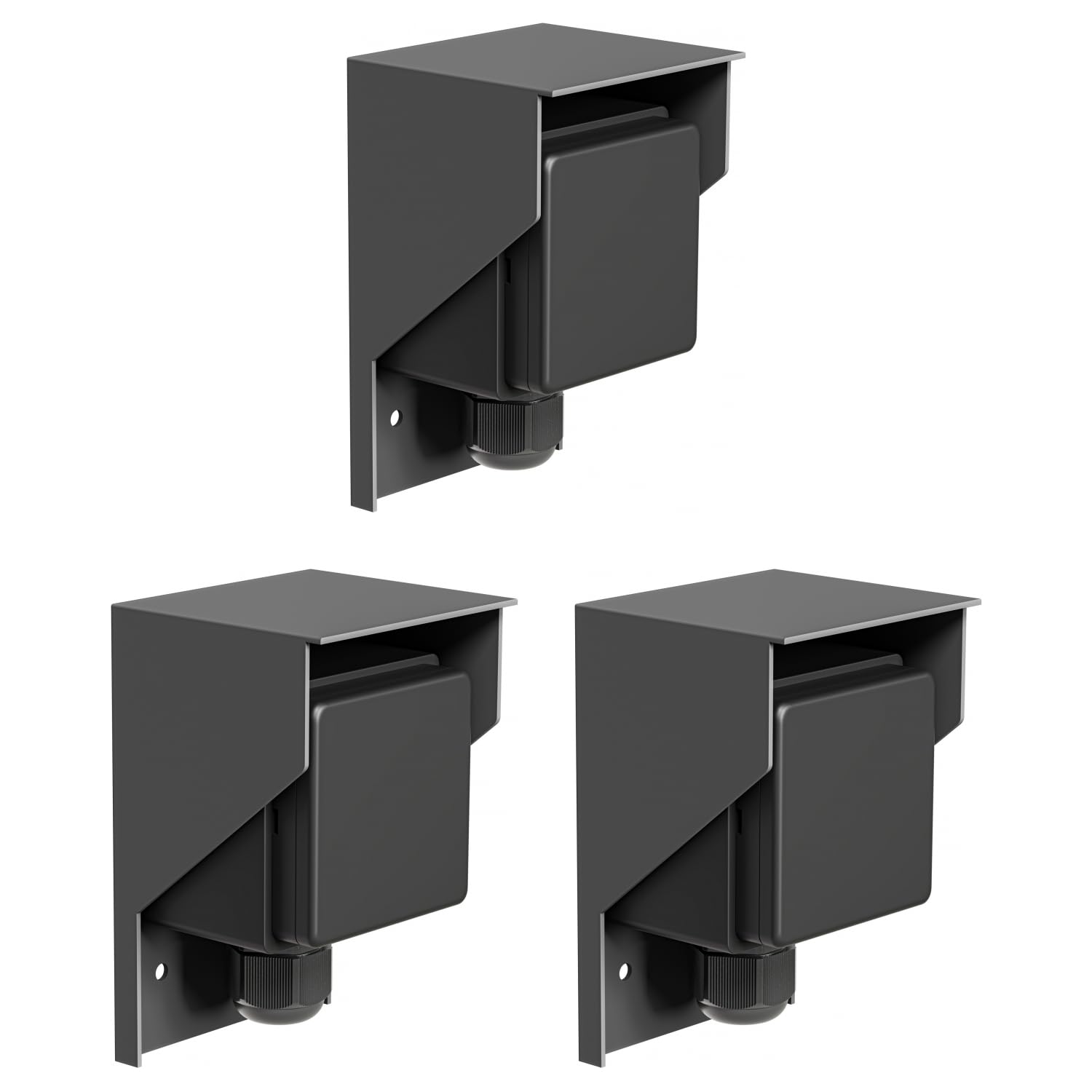 ledscom.de 3 prese PIWI per esterni/ambienti umidi, a vista, IP44, singola Schuko, 16 A/230 V, acciaio inossidabile, plastica, antracite