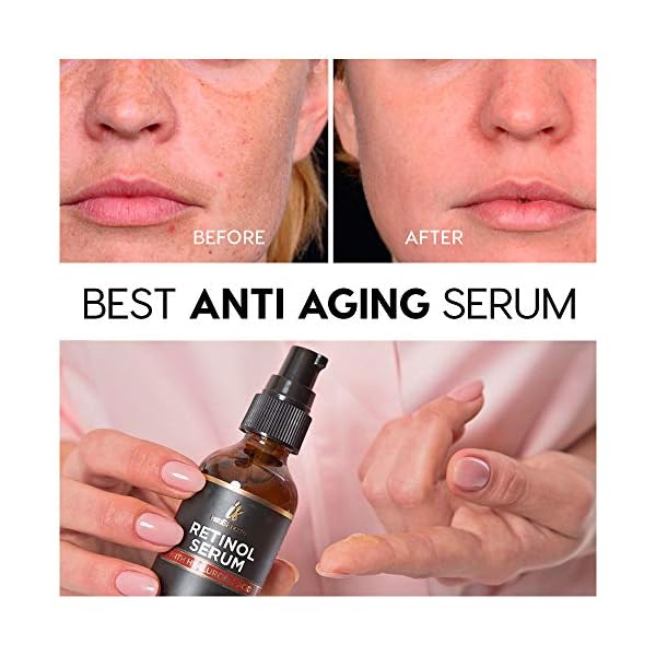 Retinol-serum-for-face-2oz-with-Hyaluronic-Acid-Vitamin-A-and-E-Aloe-Vera-Anti-aging-moisturizer-Fade-Dark-Spots-Clinical-Strength-Formula-by-InstaSkinCare InstaSkincare DOUBLE SIZED (2Oz) Retinol Serum for Face with Hyaluronic Acid + Vitamin E and A + Aloe Vera Anti-Aging Serum Pore Tightener Fade Dark Spots Clinical Strength Formula