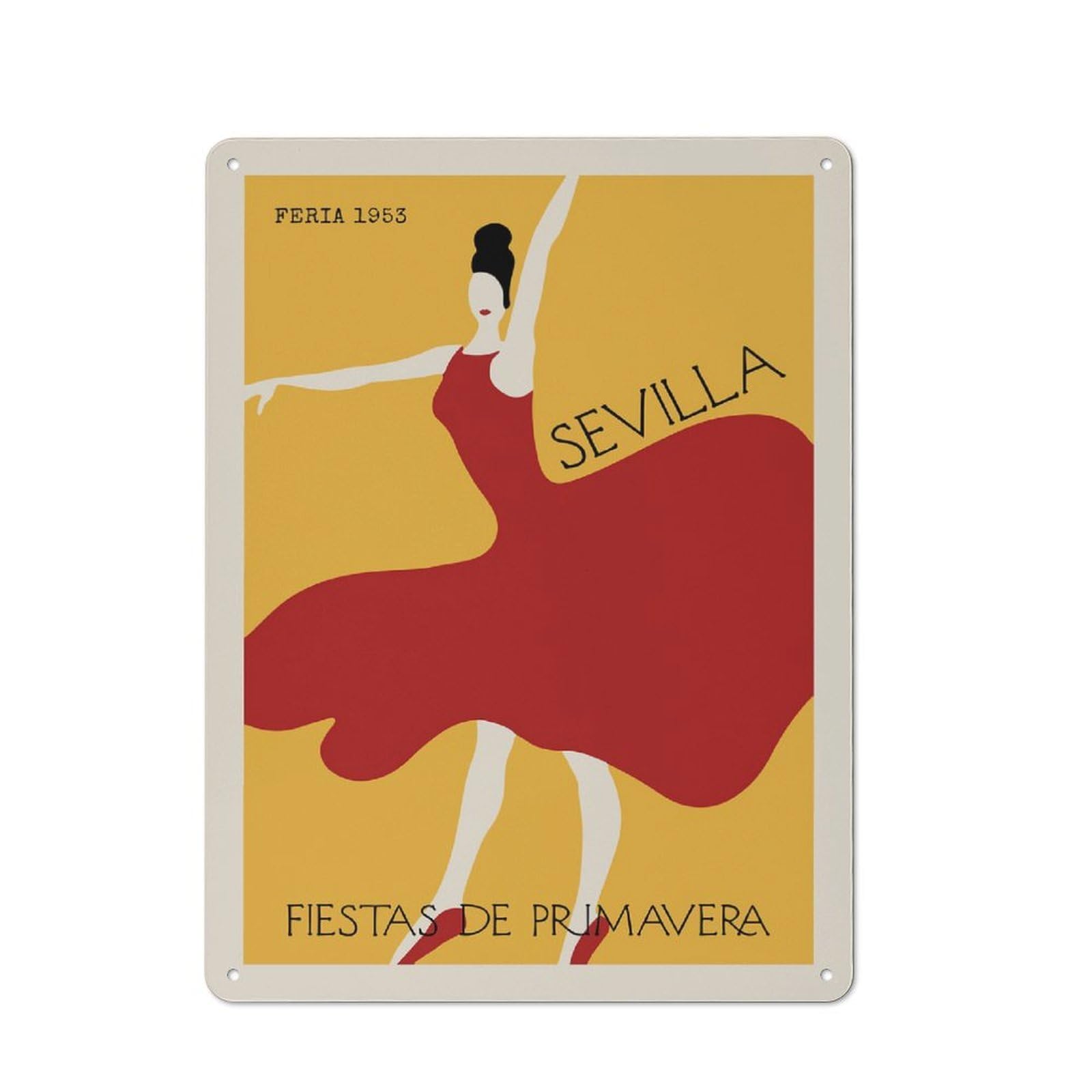 Junmoney Style-1 Retro Spain Feria Festival Decorative Metal Plaque 40X30cm, Shed Wall Plaque For Tool Room, Garage, Studio Or Home Bar