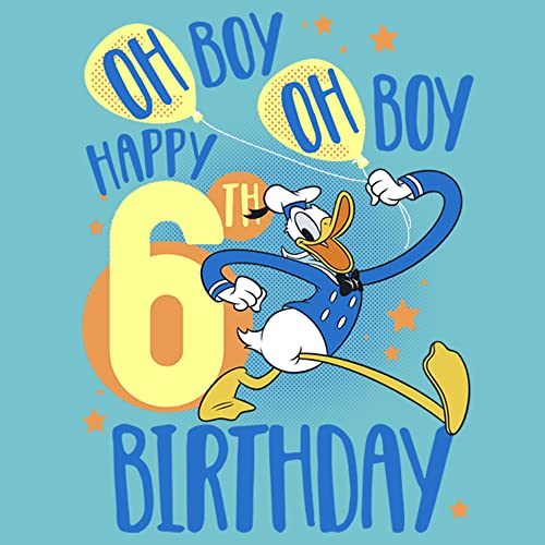 Disney Characters Donalds 6th Bday Girl's Solid Crew Tee2