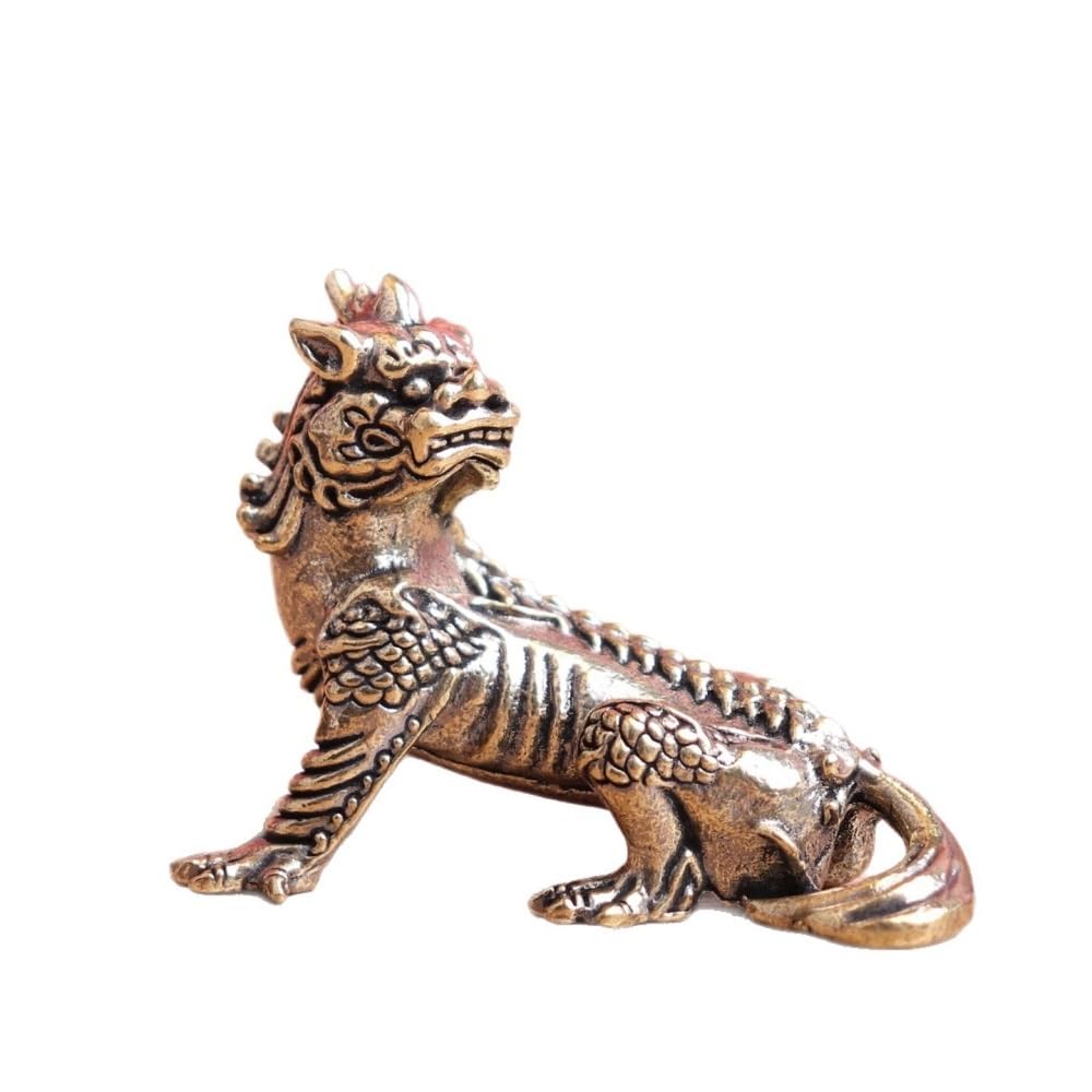 Huffa Brass Pure Unicorn Auspicious Beast Desktop Decoration Ornament For Home Office